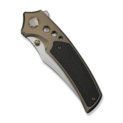 WE Knife Co., Ltd™ Skynix Frame Lock WE24087-3 Bronze Anodized 6AL4V Titanium and Twill Carbon Fiber M390 Stainless Steel Pocket Knife