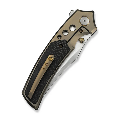 WE Knife Co., Ltd™ Skynix Frame Lock WE24087-3 Bronze Anodized 6AL4V Titanium and Twill Carbon Fiber M390 Stainless Steel Pocket Knife