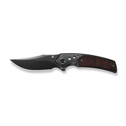 WE Knife Co., Ltd™ Skynix Frame Lock WE24087-4 Polished Gray 6AL4V Titanium and Red Marbled Carbon Fiber M390 Stainless Steel Pocket Knife