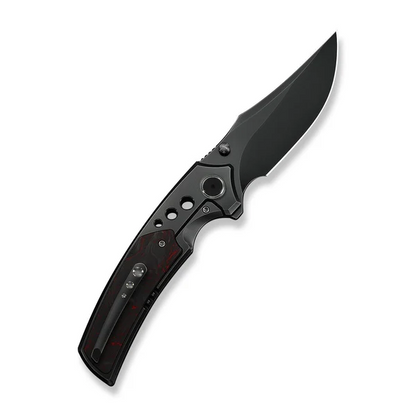 WE Knife Co., Ltd™ Skynix Frame Lock WE24087-4 Polished Gray 6AL4V Titanium and Red Marbled Carbon Fiber M390 Stainless Steel Pocket Knife