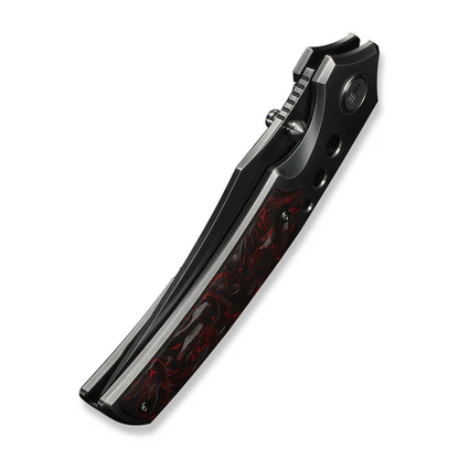WE Knife Co., Ltd™ Skynix Frame Lock WE24087-4 Polished Gray 6AL4V Titanium and Red Marbled Carbon Fiber M390 Stainless Steel Pocket Knife