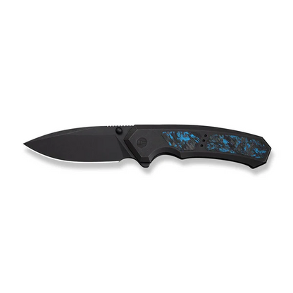 WE Knife Co., Ltd™ Corwyn Frame Lock WE24088-1 Black Anodized 6AL4V Titanium and Blue Carbon Fiber M390 Stainless Steel Pocket Knife