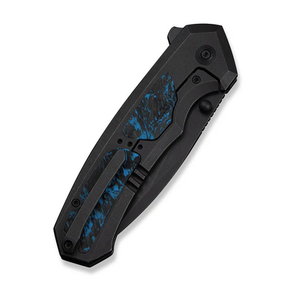 WE Knife Co., Ltd™ Corwyn Frame Lock WE24088-1 Black Anodized 6AL4V Titanium and Blue Carbon Fiber M390 Stainless Steel Pocket Knife