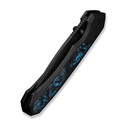 WE Knife Co., Ltd™ Corwyn Frame Lock WE24088-1 Black Anodized 6AL4V Titanium and Blue Carbon Fiber M390 Stainless Steel Pocket Knife