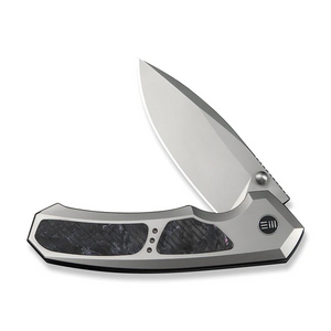 WE Knife Co., Ltd™ Corwyn Frame Lock WE24088-2 Gray 6AL4V Titanium and Black & Pink Carbon Fiber M390 Stainless Steel Pocket Knife