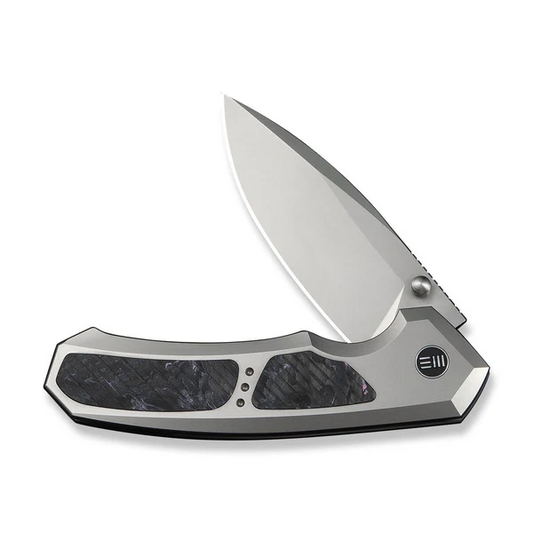 WE Knife Co., Ltd™ Corwyn Frame Lock WE24088-2 Gray 6AL4V Titanium and Black & Pink Carbon Fiber M390 Stainless Steel Pocket Knife
