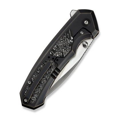 WE Knife Co., Ltd™ Corwyn Frame Lock WE24088-3 Black & Bronze Anodized 6AL4V Titanium and Aluminum Carbon Fiber M390 Stainless Steel Pocket Knife
