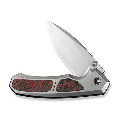 WE Knife Co., Ltd™ Corwyn Frame Lock WE24088-4 Bead-blasted 6AL4V Titanium and Lava Flow FatCarbon Fiber M390 Stainless Steel Pocket Knife