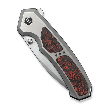 WE Knife Co., Ltd™ Corwyn Frame Lock WE24088-4 Bead-blasted 6AL4V Titanium and Lava Flow FatCarbon Fiber M390 Stainless Steel Pocket Knife