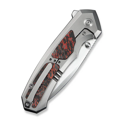 WE Knife Co., Ltd™ Corwyn Frame Lock WE24088-4 Bead-blasted 6AL4V Titanium and Lava Flow FatCarbon Fiber M390 Stainless Steel Pocket Knife