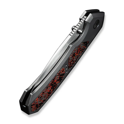 WE Knife Co., Ltd™ Corwyn Frame Lock WE24088-4 Bead-blasted 6AL4V Titanium and Lava Flow FatCarbon Fiber M390 Stainless Steel Pocket Knife