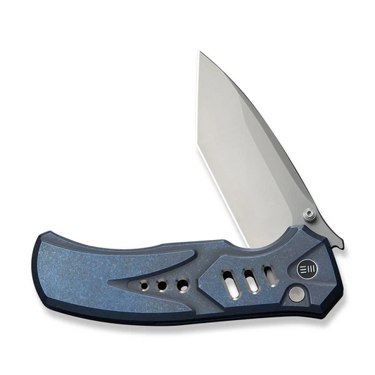 WE Knife Co., Ltd™ Zentron Button Lock WE24094-4 Blue Satin 6AL4V Titanium M390 Stainless Steel Pocket Knife