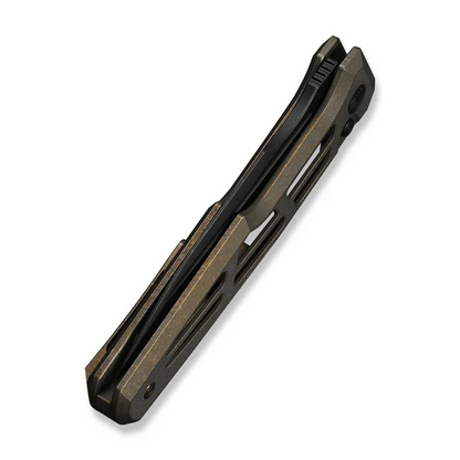 WE Knife Co., Ltd™ Dressytak Button Lock WE25059B-1 Bronze Anodized 6AL4V Titanium M390 Stainless Steel Pocket Knife