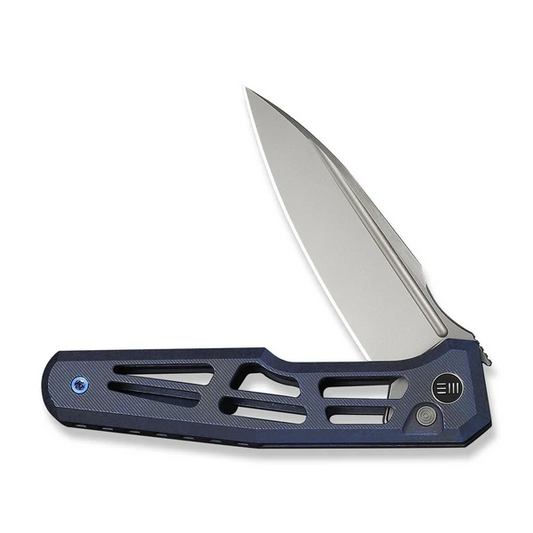 WE Knife Co., Ltd™ Dressytak Button Lock WE25059B-2 Blue Anodized 6AL4V Titanium M390 Stainless Steel Pocket Knife