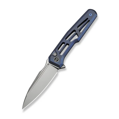 WE Knife Co., Ltd™ Dressytak Button Lock WE25059B-2 Blue Anodized 6AL4V Titanium M390 Stainless Steel Pocket Knife