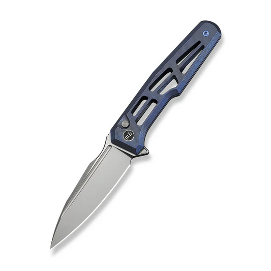 WE Knife Co., Ltd™ Dressytak Button Lock WE25059B-2 Blue Anodized 6AL4V Titanium M390 Stainless Steel Pocket Knife