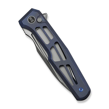 WE Knife Co., Ltd™ Dressytak Button Lock WE25059B-2 Blue Anodized 6AL4V Titanium M390 Stainless Steel Pocket Knife