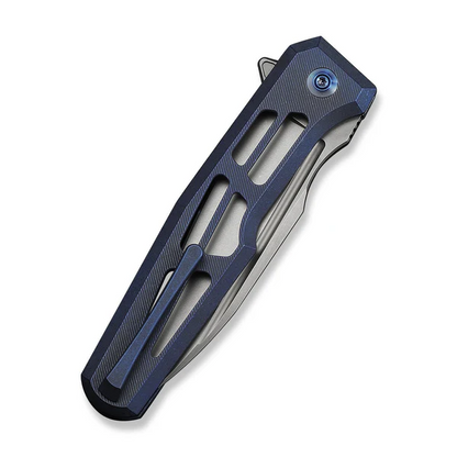 WE Knife Co., Ltd™ Dressytak Button Lock WE25059B-2 Blue Anodized 6AL4V Titanium M390 Stainless Steel Pocket Knife