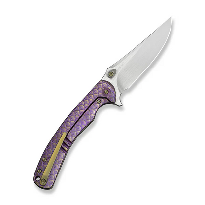 WE Knife Co., Ltd™ Dracarys Frame Lock WE25061B-2 Purple & Gold 6AL4V Titanium M390 Stainless Steel Pocket Knife