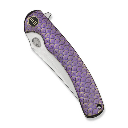 WE Knife Co., Ltd™ Dracarys Frame Lock WE25061B-2 Purple & Gold 6AL4V Titanium M390 Stainless Steel Pocket Knife