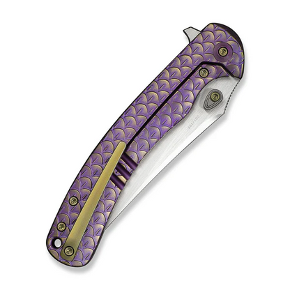 WE Knife Co., Ltd™ Dracarys Frame Lock WE25061B-2 Purple & Gold 6AL4V Titanium M390 Stainless Steel Pocket Knife