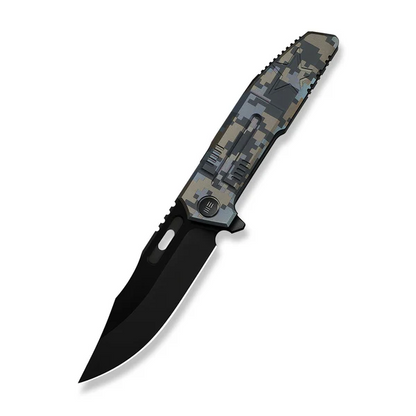 WE Knife Co., Ltd™ Barracks Frame Lock WE25078-3 Blue & Gray Pixel Camo Anodized 6AL4V Titanium M390 Stainless Steel Pocket Knife