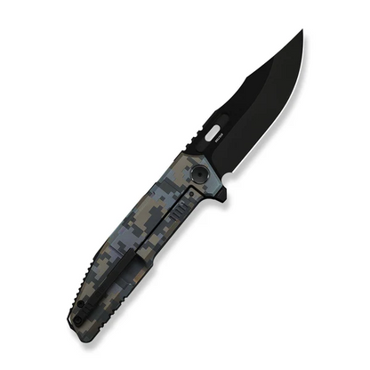 WE Knife Co., Ltd™ Barracks Frame Lock WE25078-3 Blue & Gray Pixel Camo Anodized 6AL4V Titanium M390 Stainless Steel Pocket Knife