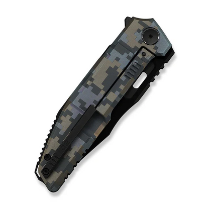 WE Knife Co., Ltd™ Barracks Frame Lock WE25078-3 Blue & Gray Pixel Camo Anodized 6AL4V Titanium M390 Stainless Steel Pocket Knife