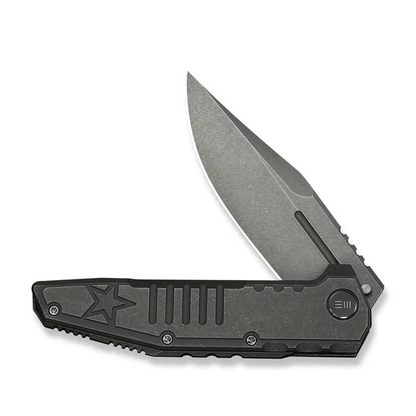 WE Knife Co., Ltd™ Temper Frame Lock WE25079-1 Gray Stonewash 6AL4V Titanium M390 Stainless Steel Pocket Knife