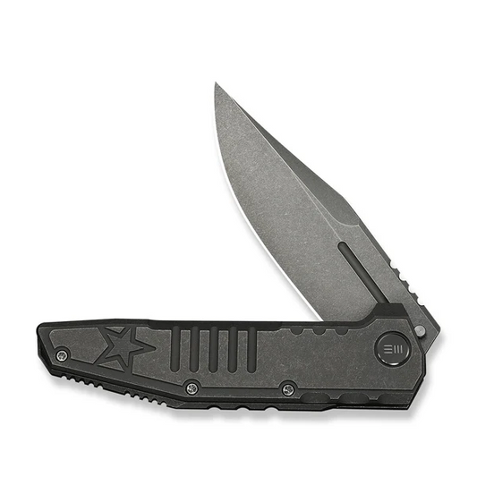 WE Knife Co., Ltd™ Temper Frame Lock WE25079-1 Gray Stonewash 6AL4V Titanium M390 Stainless Steel Pocket Knife