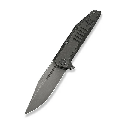 WE Knife Co., Ltd™ Temper Frame Lock WE25079-1 Gray Stonewash 6AL4V Titanium M390 Stainless Steel Pocket Knife