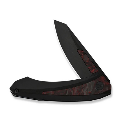 WE Knife Co., Ltd™ Suisei Liner Lock WE25086-1 Black Anodized 6AL4V Titanium and Red & Black Marble Carbon Fiber M390 Stainless Steel Pocket Knife