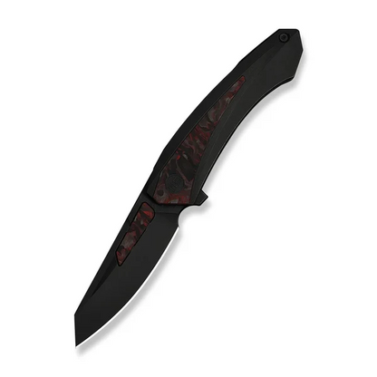 WE Knife Co., Ltd™ Suisei Liner Lock WE25086-1 Black Anodized 6AL4V Titanium and Red & Black Marble Carbon Fiber M390 Stainless Steel Pocket Knife