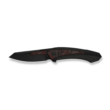 WE Knife Co., Ltd™ Suisei Liner Lock WE25086-1 Black Anodized 6AL4V Titanium and Red & Black Marble Carbon Fiber M390 Stainless Steel Pocket Knife