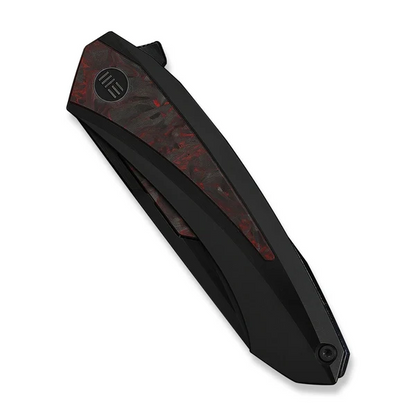 WE Knife Co., Ltd™ Suisei Liner Lock WE25086-1 Black Anodized 6AL4V Titanium and Red & Black Marble Carbon Fiber M390 Stainless Steel Pocket Knife
