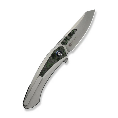 WE Knife Co., Ltd™ Suisei Liner Lock WE25086-2 Black Anodized 6AL4V Titanium and Jungle Wear Fat Carbon M390 Stainless Steel Pocket Knife