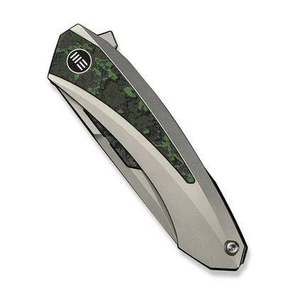 WE Knife Co., Ltd™ Suisei Liner Lock WE25086-2 Black Anodized 6AL4V Titanium and Jungle Wear Fat Carbon M390 Stainless Steel Pocket Knife