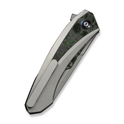 WE Knife Co., Ltd™ Suisei Liner Lock WE25086-2 Black Anodized 6AL4V Titanium and Jungle Wear Fat Carbon M390 Stainless Steel Pocket Knife
