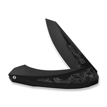 WE Knife Co., Ltd™ Suisei Liner Lock WE25086-3 Dark Graphite Anodized 6AL4V Titanium and White & Black Marble Carbon Fiber M390 Stainless Steel Pocket Knife