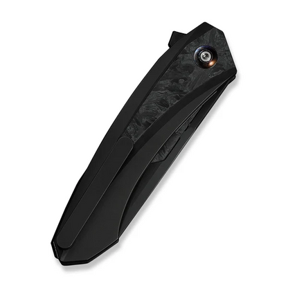 WE Knife Co., Ltd™ Suisei Liner Lock WE25086-3 Dark Graphite Anodized 6AL4V Titanium and White & Black Marble Carbon Fiber M390 Stainless Steel Pocket Knife