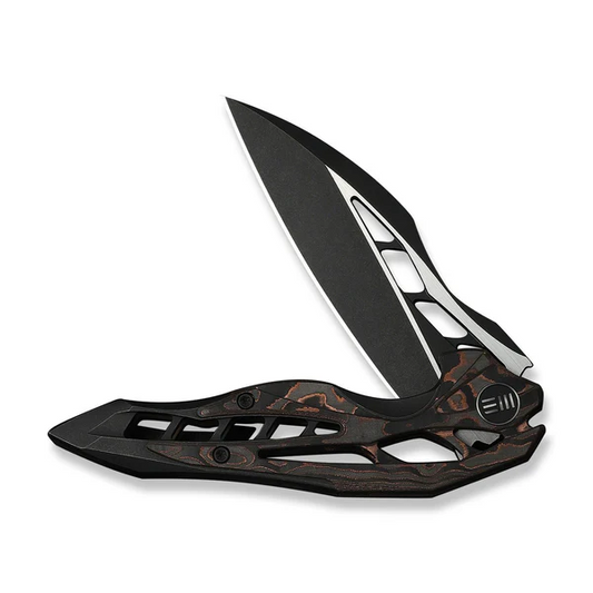 WE Knife Co., Ltd™ Arrakis Frame Lock 906CF-E Copper Carbon Fiber and Black Anodized 6AL4V Titanium Vanax Stainless Steel Pocket Knife
