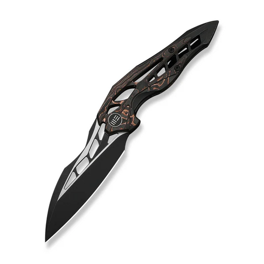 WE Knife Co., Ltd™ Arrakis Frame Lock 906CF-E Copper Carbon Fiber and Black Anodized 6AL4V Titanium Vanax Stainless Steel Pocket Knife