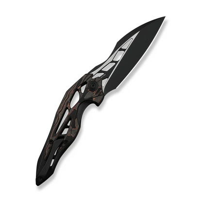 WE Knife Co., Ltd™ Arrakis Frame Lock 906CF-E Copper Carbon Fiber and Black Anodized 6AL4V Titanium Vanax Stainless Steel Pocket Knife