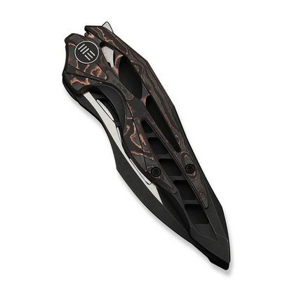 WE Knife Co., Ltd™ Arrakis Frame Lock 906CF-E Copper Carbon Fiber and Black Anodized 6AL4V Titanium Vanax Stainless Steel Pocket Knife