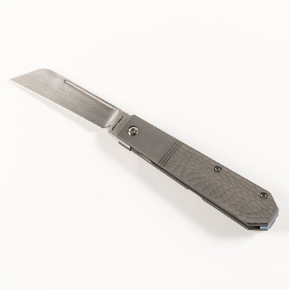 Jack Wolf Knives™ Coffin Barlow AFTER-01-TI-JIGGED Gray Titanium CPM S90V Stainless Steel Pocket Knife