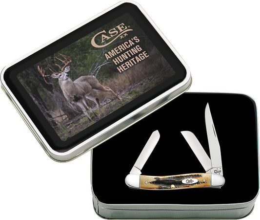 W.R. Case XX Knives Medium Stockman Hunting Heritage BoneStag Stainless Pocket Knife AWTC18DR