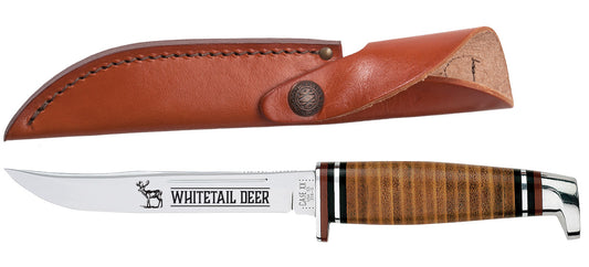 W.R. Case XX Knives Whitetail Deer AWTC31WT Leather Stainless Steel Fixed Blade