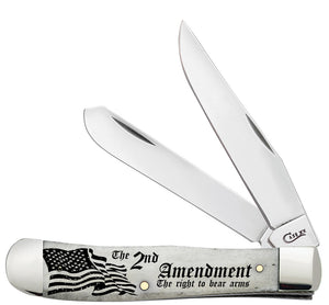 W.R. Case XX Knives Trapper 2nd Amendment Natural Bone AWTC54AM Stainless Steel Pocket Knife