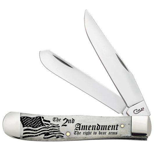 W.R. Case XX Knives Trapper 2nd Amendment Natural Bone AWTC54AM Stainless Steel Pocket Knife