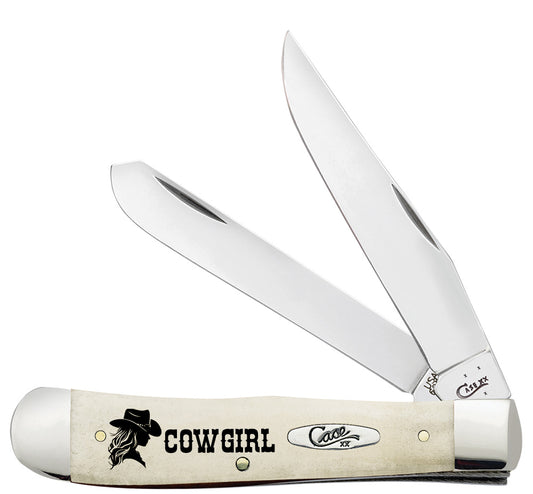 W.R. Case XX Knives Trapper Cowgirl Natural Bone AWTC54CG Stainless Steel Pocket Knife